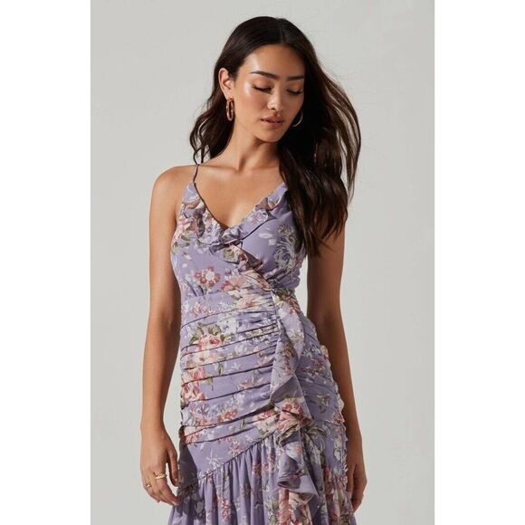 Free People ASTR The Label Kiana Floral Ruched Midi Dress - Picture 2 of 9